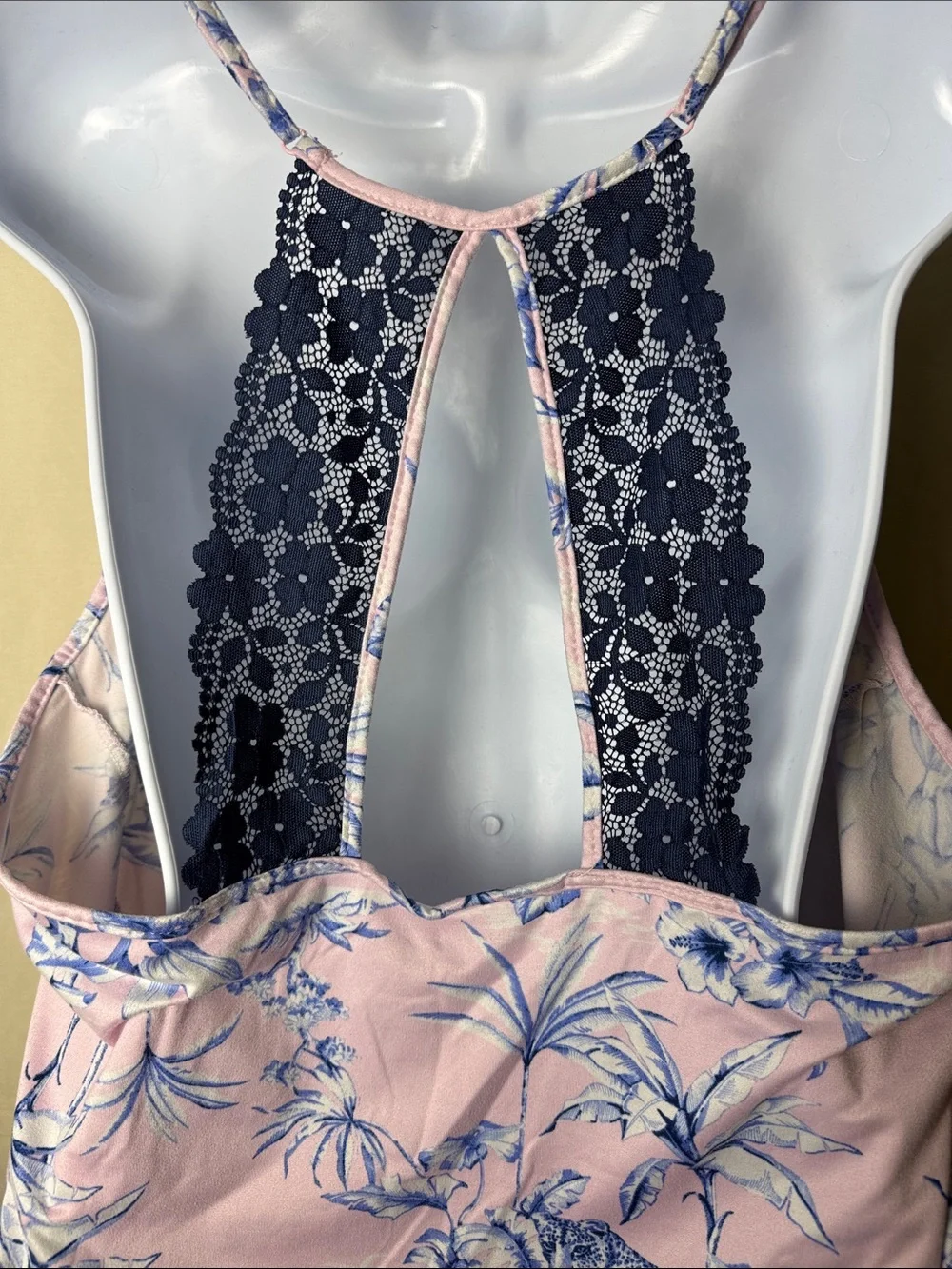 Secret Treasures Pink & Blue Floral Lace-Trim Cami Set